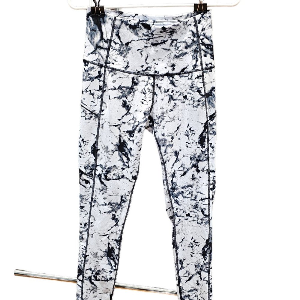 Black & White Marble leggings with pockets XS